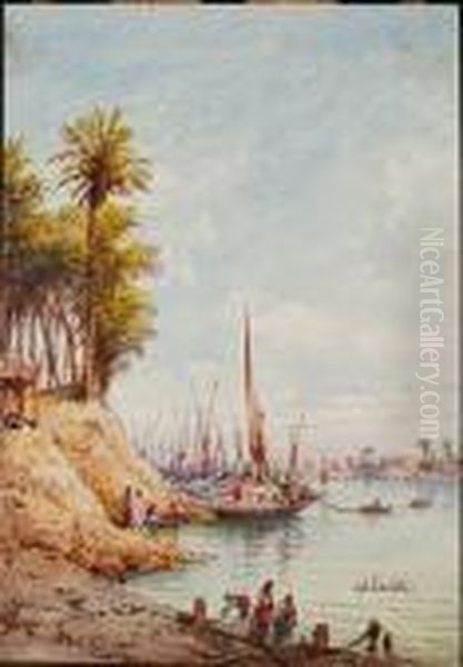 By The Nile, Ghezireh, Kasr El Nil - Cairo Oil Painting by Gabriele Carelli