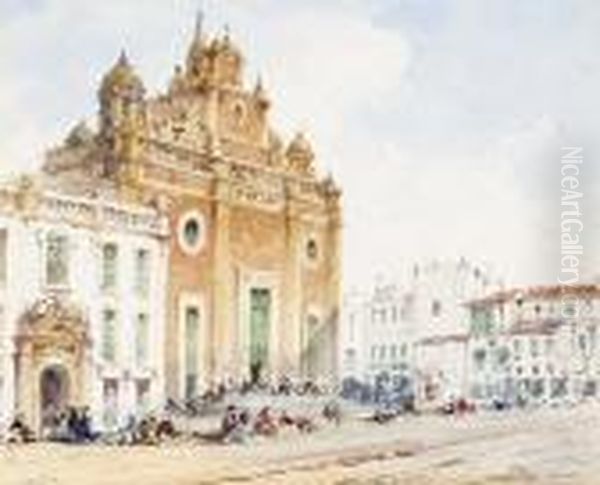 Salvador Church, Seville Oil Painting by Gabriele Carelli