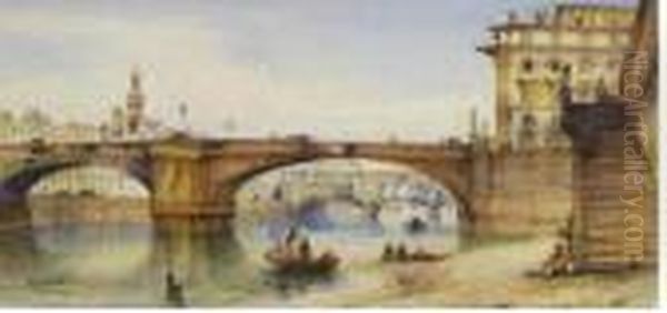 Veduta Di Ponte Santa Trinita Oil Painting by Gabriele Carelli