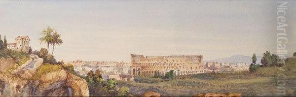 Veduta Di Roma Al Colosseo Oil Painting by Gabriele Carelli