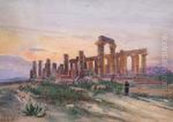 The Temple In Paestum Oil Painting by Gabriele Carelli