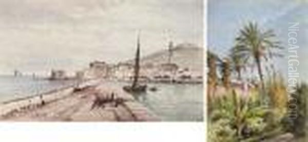 Boats At St. Tropez; Summer In Menton Oil Painting by Gabriele Carelli