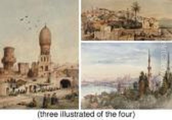 Street In Marrakech; By The Sea, Tangier; View Of Tangier; Istanbul Oil Painting by Gabriele Carelli