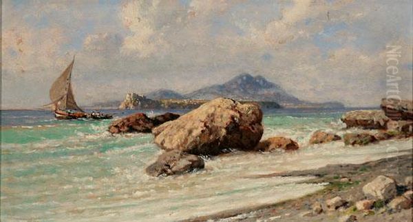 View Of The Bay Of Naples Oil Painting by Giuseppe Carelli