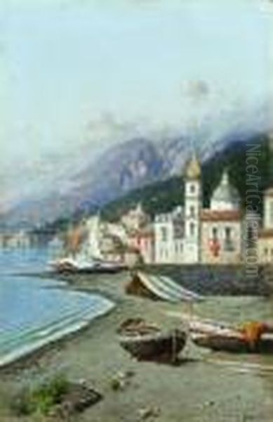 Veduta Di Salerno Oil Painting by Giuseppe Carelli