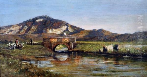 Ponte Sul Fiume Oil Painting by Giuseppe Carelli