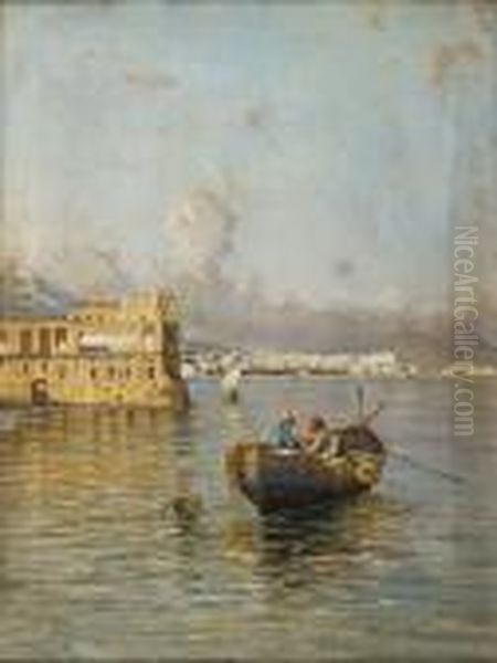 Pescatori Nel Golfo Di Napoli Oil Painting by Giuseppe Carelli