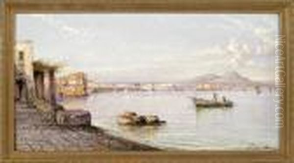 Blick In Die Bucht Von Neapel Mit Dem Vesuv Oil Painting by Giuseppe Carelli