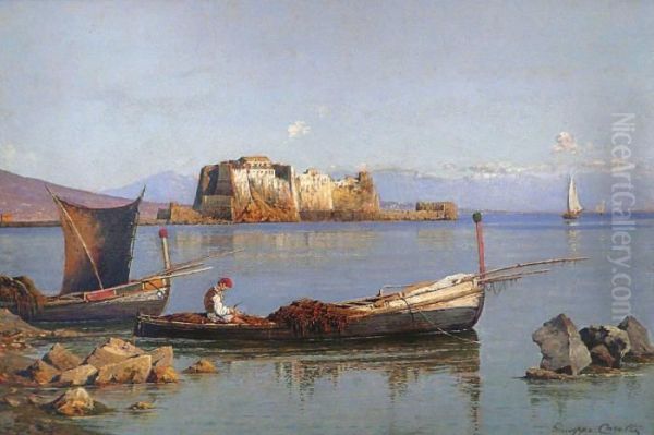 Pecheur En Baie De Naple Oil Painting by Giuseppe Carelli