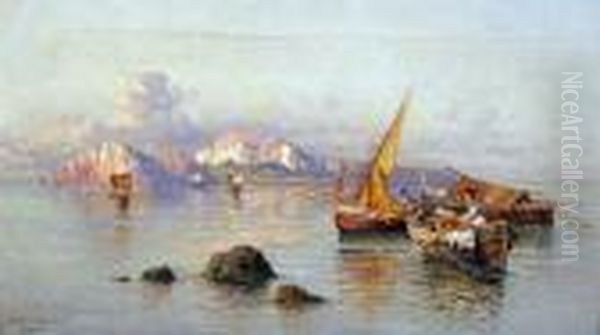 Pescatori A Capri Oil Painting by Giuseppe Carelli