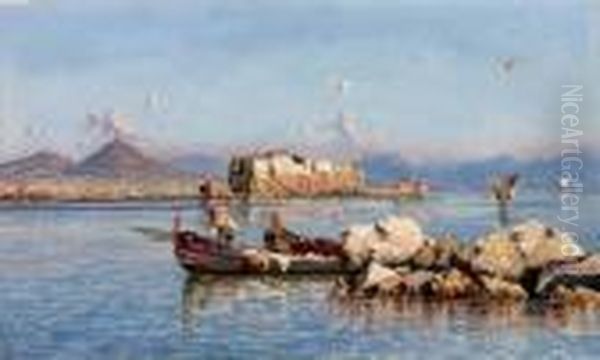 Pescatori Nel Golfo Dinapoli Oil Painting by Giuseppe Carelli