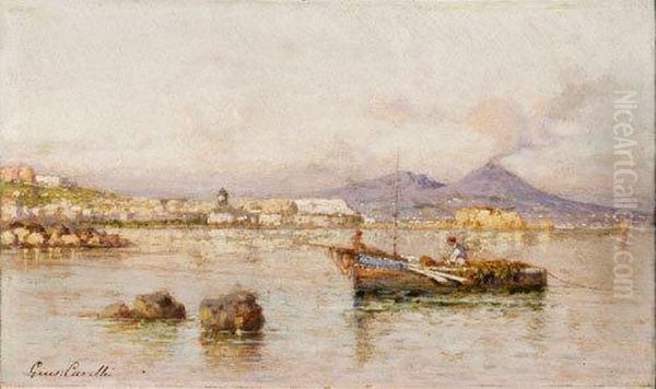 Veduta Di Napoli Con Barca Di Pescatori Oil Painting by Giuseppe Carelli