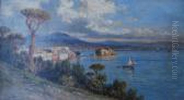 View Of The Neapolitan Coast Oil Painting by Giuseppe Carelli