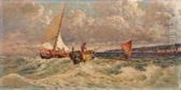 Barche Nel Golfo Di Napoli Oil Painting by Giuseppe Carelli