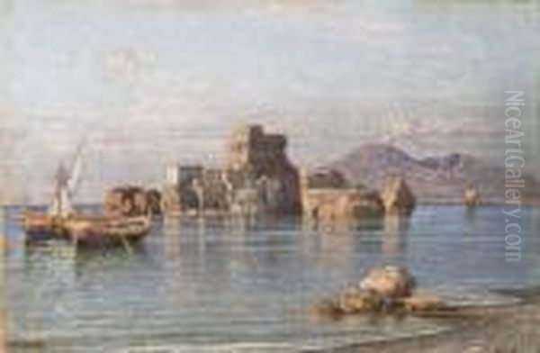 Veduta Di Castellammare Di Stabia Oil Painting by Giuseppe Carelli