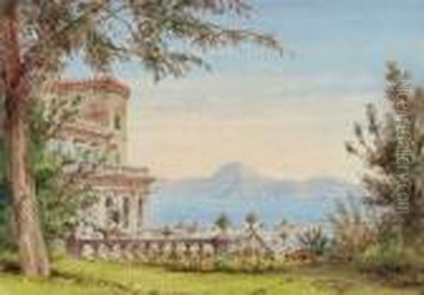 Palast An Der Bucht Von Palermo Oil Painting by Giuseppe Carelli