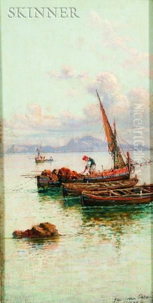 Off The Coast Of Capri Oil Painting by Giuseppe Carelli