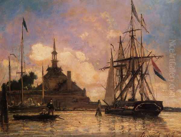 The Port Of Rotterdam2 Oil Painting by Johan Barthold Jongkind