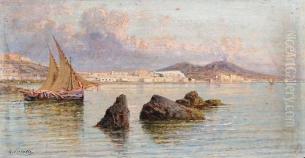 Veduta Di Napoli Da Mergellina Oil Painting by Giuseppe Carelli