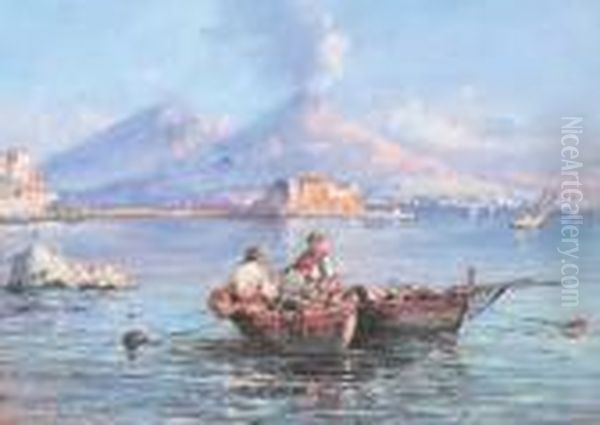 Pescatori Nel Golfo Di Napoli Oil Painting by Giuseppe Carelli