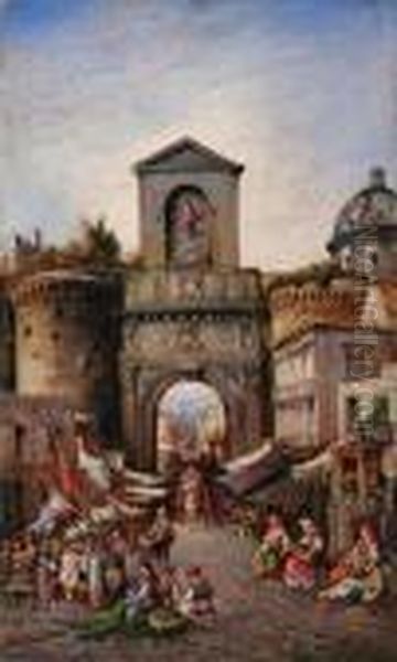 Porta Capuana Oil Painting by Giuseppe Carelli