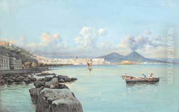 Pescatori Nel Golfo Di Napoli Oil Painting by Giuseppe Carelli