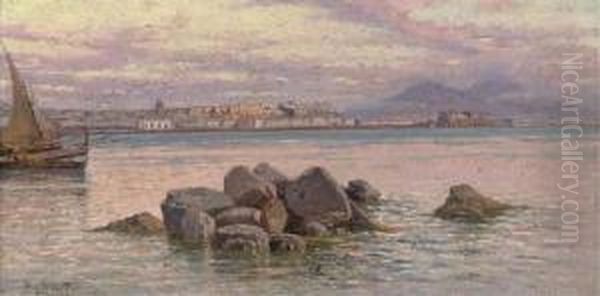 The Bay Of Naples Oil Painting by Giuseppe Carelli