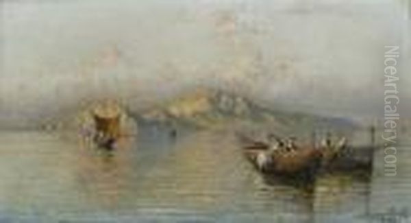 Fischerboote Vor Capri. Oil Painting by Giuseppe Carelli