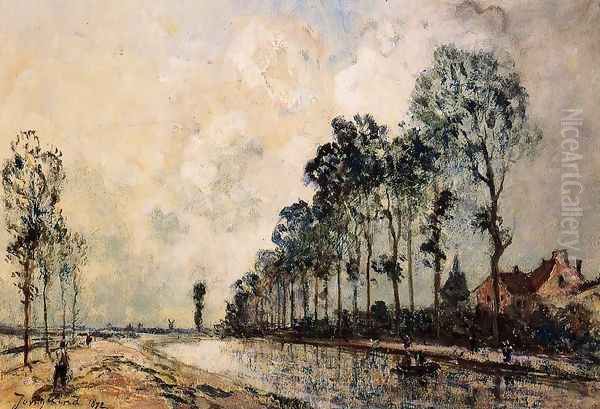 The Oorcq Canal Aisne Oil Painting by Johan Barthold Jongkind