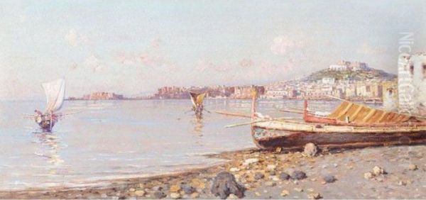 The Bay Of Naples Oil Painting by Giuseppe Carelli