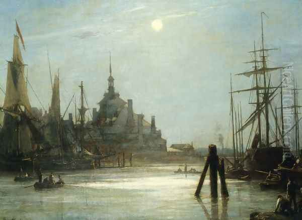 Le Hoofdpoort a Rotterdam, Effet de Lune Oil Painting by Johan Barthold Jongkind