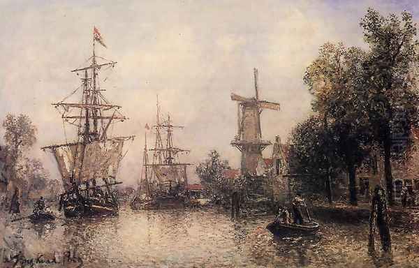 The Port of Rotterdam I Oil Painting by Johan Barthold Jongkind