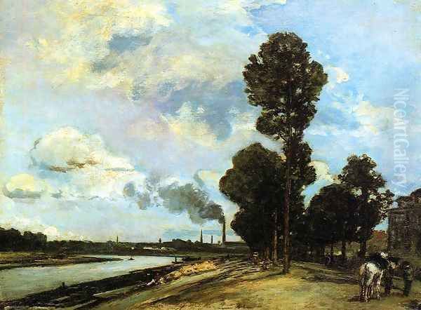 The Saine at Saint-Denis Oil Painting by Johan Barthold Jongkind