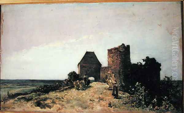 Ruins of the Chateau de Rozemont (Nievre) 1861 Oil Painting by Johan Barthold Jongkind