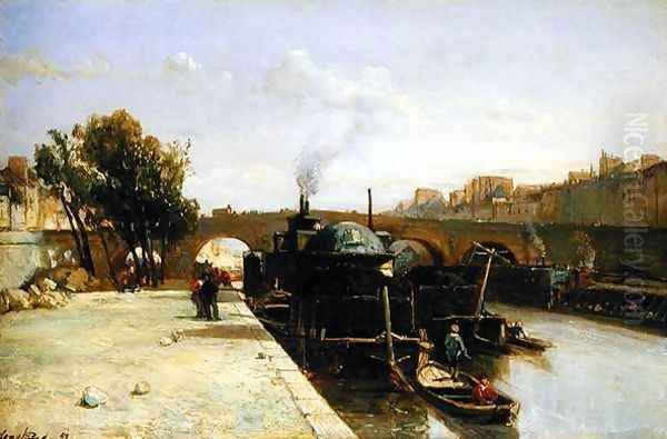 The Seine at Pont Marie, Paris, 1851 Oil Painting by Johan Barthold Jongkind