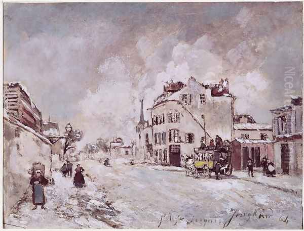 View of Faubourg Saint-Jacques Oil Painting by Johan Barthold Jongkind