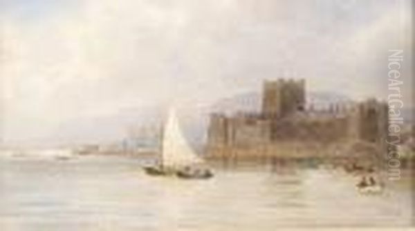 Carrickfergus Castle Oil Painting by Joseph Carey Carey