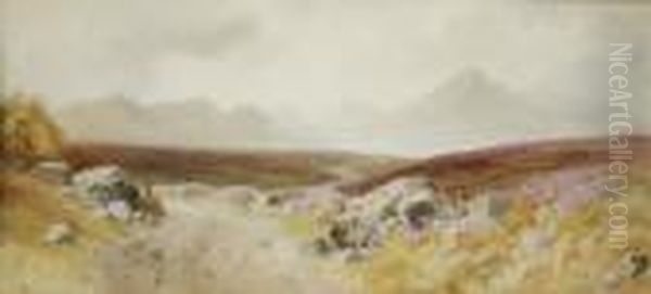 Figure On A Mountain Path Oil Painting by Joseph Carey Carey