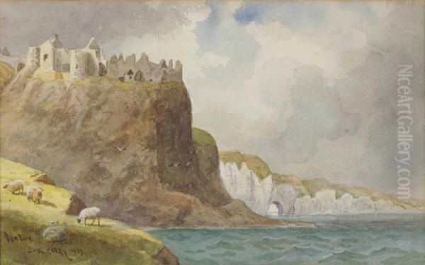 Dunluce Castle Oil Painting by Joseph Carey Carey