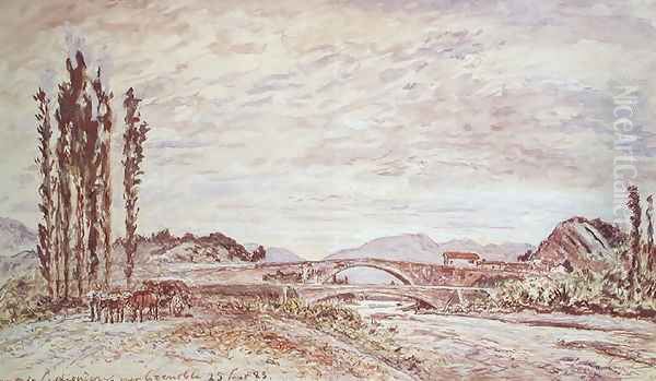 The Pont de Lesdiguieres, near Grenoble, 1883 Oil Painting by Johan Barthold Jongkind