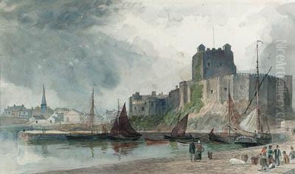 Carrickfergus Castle, Co. Antrim Oil Painting by Joseph Carey Carey