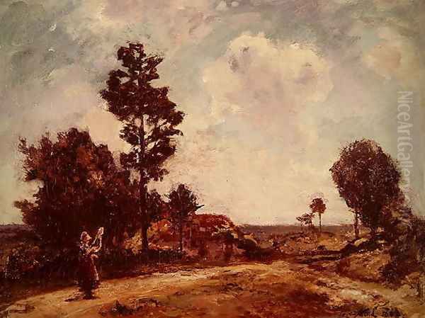 Landscape with female figure, 1862 Oil Painting by Johan Barthold Jongkind