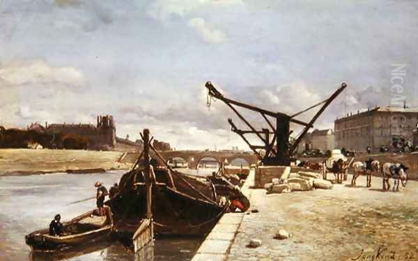 View of the Pont Royal, Paris Oil Painting by Johan Barthold Jongkind