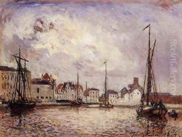 The Harbor: the Brussels Warehouse District Oil Painting by Johan Barthold Jongkind