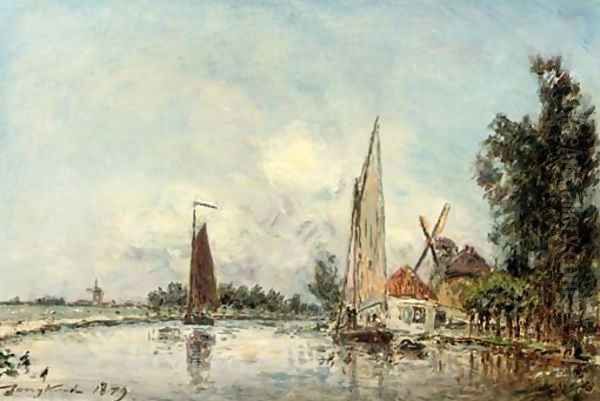 Sailing on the Schie near Rotterdam Oil Painting by Johan Barthold Jongkind