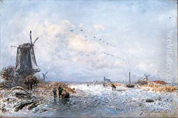 Scne d'hiver Oil Painting by Johan Barthold Jongkind