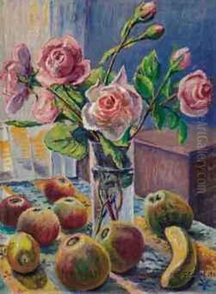 Fleurs Et Fruits Oil Painting by Gustave Cariot