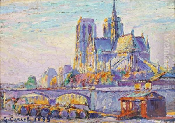 Notre Dame Et Les Quais Oil Painting by Gustave Cariot