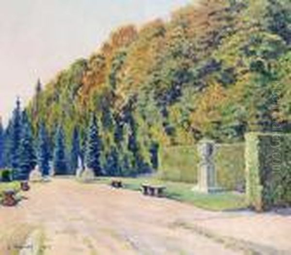 Pathway With Sculptures And Urn Oil Painting by Gustave Cariot