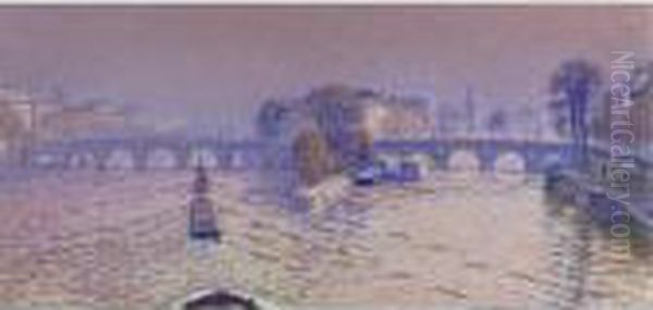 Le Pont-neuf A Paris Oil Painting by Gustave Cariot